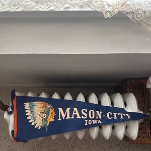Vintage Blue Mason City Iowa Pennant